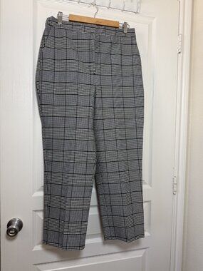 NWT Express Editor Super High Rise Straight Ankle Pants Glen Plaid 14